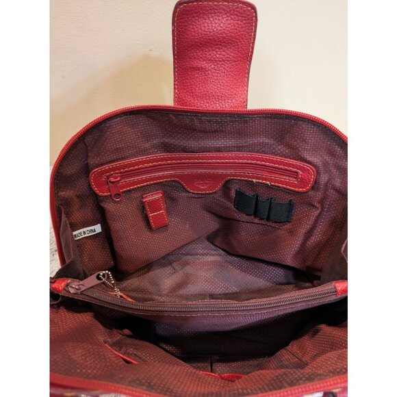 M.C. Satchel Double Top Handles Handbag Pebbled Red Vegan Leather Heart Charm - Picture 10 of 15